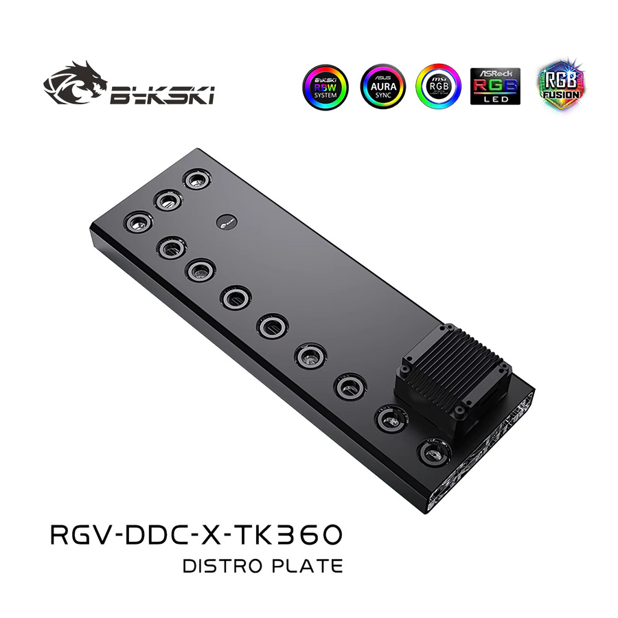 Bykski RGB Wasserkühlung Reservoir Tank und Universal Verteilerplatte in Schwarz RGV-DDC-X-TK120/240/360 - Bild 1