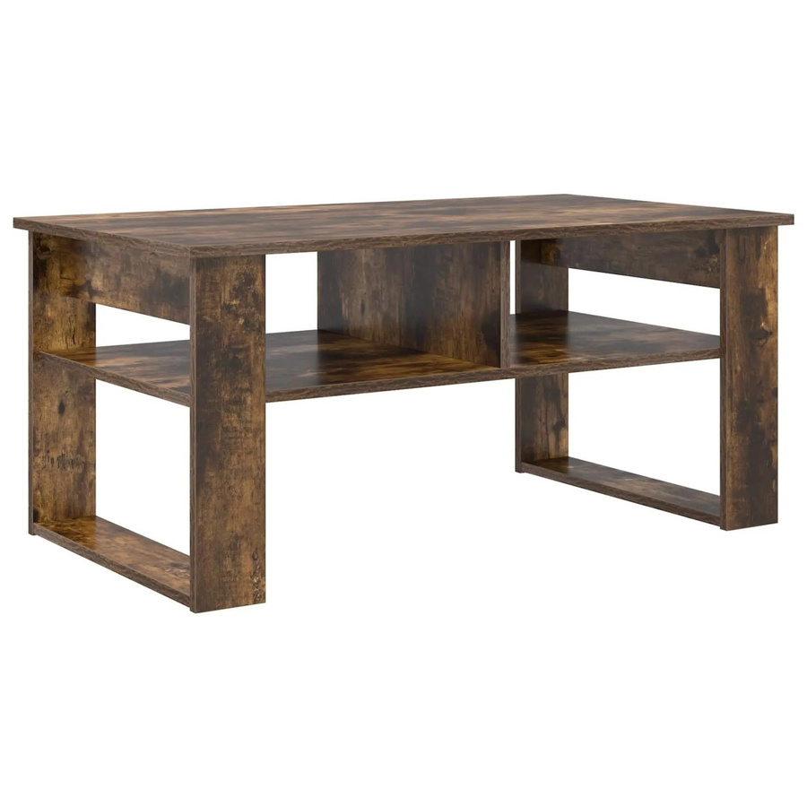 vidaXL Couchtisch aus Holzwerkstoff in Raucheiche, modern und rechteckig, Braun, B/T/H: 96 x 54 x 44 cm - Bild 2