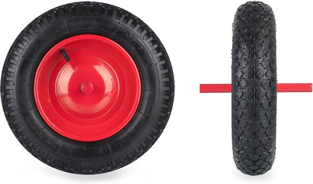 Relaxdays Schubkarrenrad aus Gummi und Stahl in Schwarz und Rot, Durchmesser: 36 cm, Breite: 8,5 cm - Bild 1