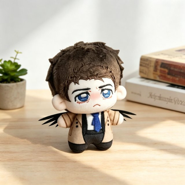 Hot Toys Supernatural Castiel Plüschpuppe, Chibi-Stil, Engel-Charakter, Stofftier Schlüsselanhänger - Bild 1