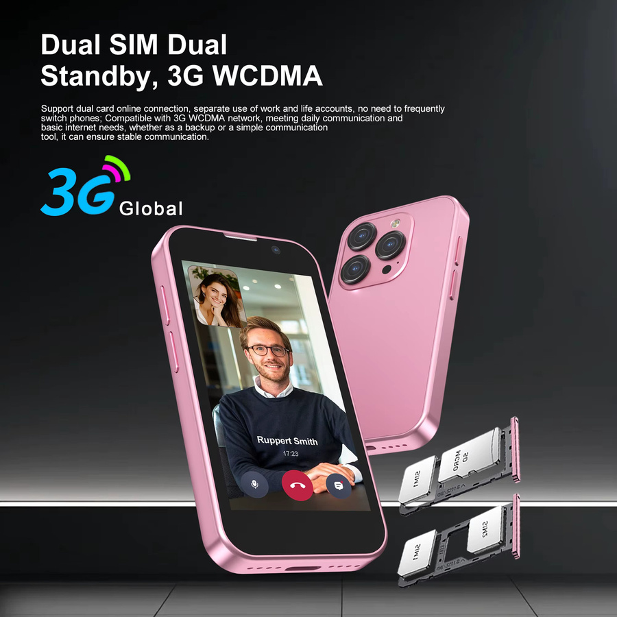 SERVO Smartphone mit Android 9.0, 3,0 Zoll Display, 2GB RAM, 16GB ROM, Dual-SIM, Gesichtserkennung, Farbe: Pink - Bild 4