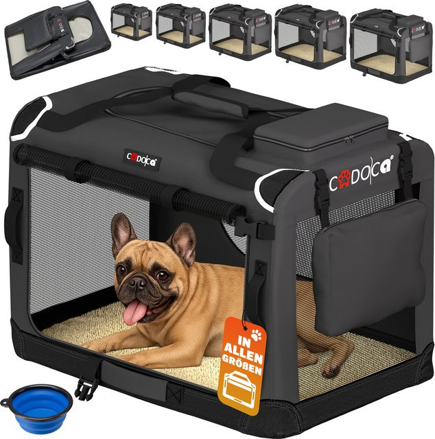 CADOCA Hundebox faltbar Anthrazit B: 60 cm, T: 42 cm, H: 44 cm - Bild 1