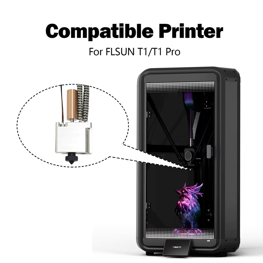 Flsun Gehärtetes Hotend für T1/T1 Pro mit 0,4 mm Druckkopf-Extruder-Kit in Silber - Bild 2