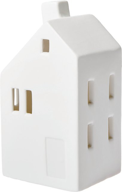Rico Design Porzellanhaus Weiß mit Schrägdach und LED, Höhe: 13,0 cm, Breite: 6,0 cm, Tiefe: 13,0 cm - Bild 1