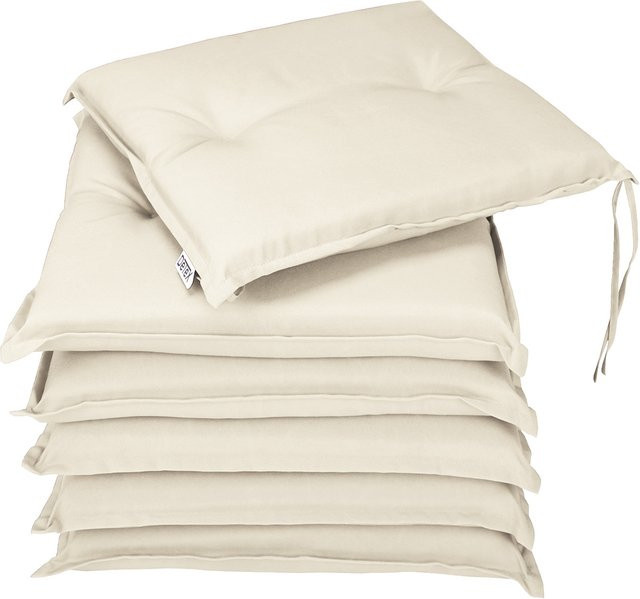 6er-Set Sitzkissen DETEX Boston in Creme, wasserabweisend und waschbar, B: 43 cm, T: 39 cm, H: 5 cm - Bild 1