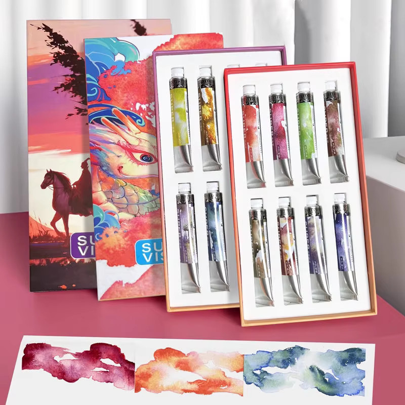 Super Vision Mineral-Aquarellfarben Set mit 16 Farben in 8 ml Tuben, Multicolour Wasserfarben für Künstler - Bild 1