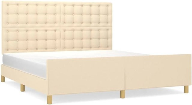 vidaXL Bettgestell mit Kopfteil in Beige aus Stoff und Lärchenholz B/T/H: 180 x 200 x 128 cm - Bild 1