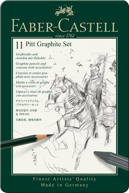 Faber Castell Pitt Graphite Set für Profis mit den Graphitstärken 2B, 3B, 6B und 8B in Grau und Schwarz - Bild 1