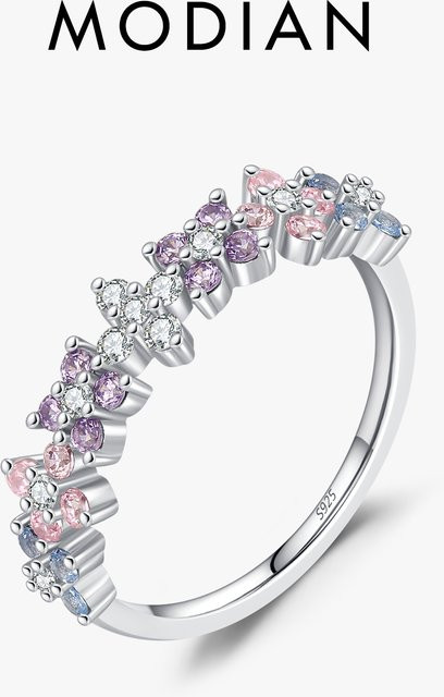 MODIAN Ring 925 Silber, Zirkonia, Damen, Kleeblatt - Bild 1