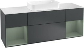 V&B Waschtischunterschrank Finion mit Wandbeleuchtung in Eiche lackiert, Breite: 160 cm, Tiefe: 50,1 cm, Höhe: 50,1 cm - Bild 1