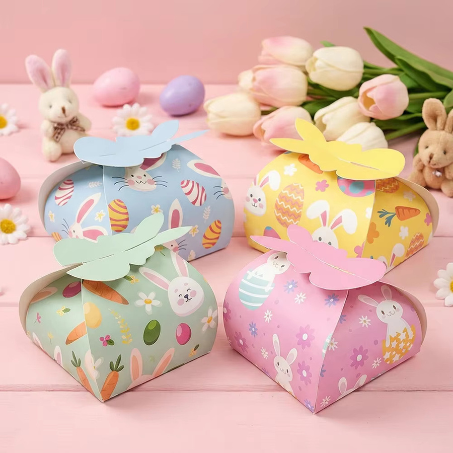 24 Stück Oster-Geschenkboxen in Kaninchenform aus Papier, bunte Süßigkeitenboxen für Frühlingspartys und Geburtstage - Bild 1