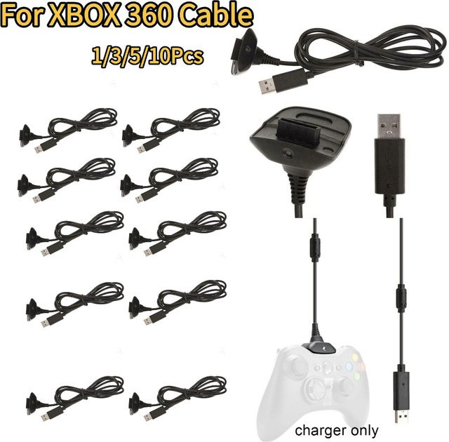 Microsoft USB-Ladekabel für Xbox 360 Wireless Controller, Schwarz, Länge: 1,5 m - Bild 1
