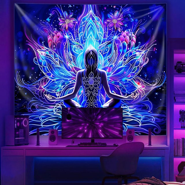 VIKAMA Wandteppich Meditation Blumen Boho Wanddekoration Multicolour B: 60 cm, H: 40 cm - Bild 1