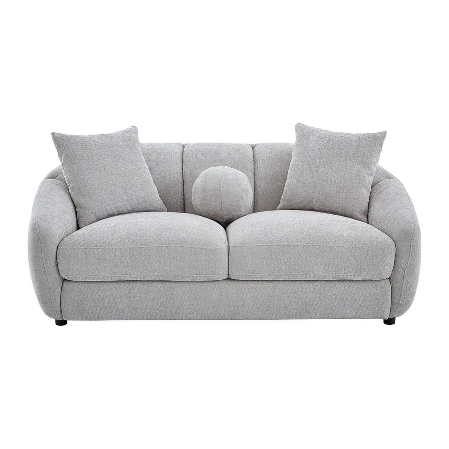 Sofa Nafeki in Lichtgrau ohne Schlafmöglichkeit mit Stoffbezug, Breite: 182 cm - Bild 2
