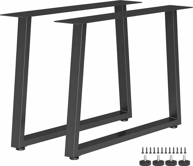 HOMCOM Set 2 Trapez-Tischbeine aus Stahl in Schwarz, Industriestil Möbelfüße mit 12 Löchern und verstellbaren Füßen, B/T/H: 60 x 10 x 43 cm - Bild 1