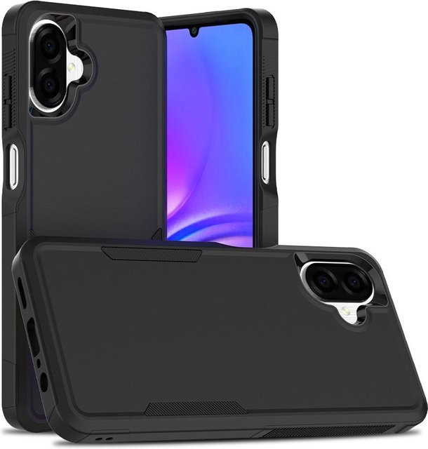 Samsung Galaxy A07 4G Schutzhülle mit Displayschutz, stoßfeste Dual-Layer Hartschale aus PC und TPU, Schwarz - Bild 1