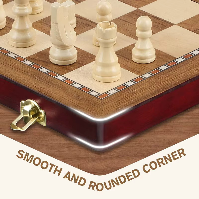 Yernea Holz-Schachspiel, Strategiespiel, Natur / Holzfarben - Bild 5