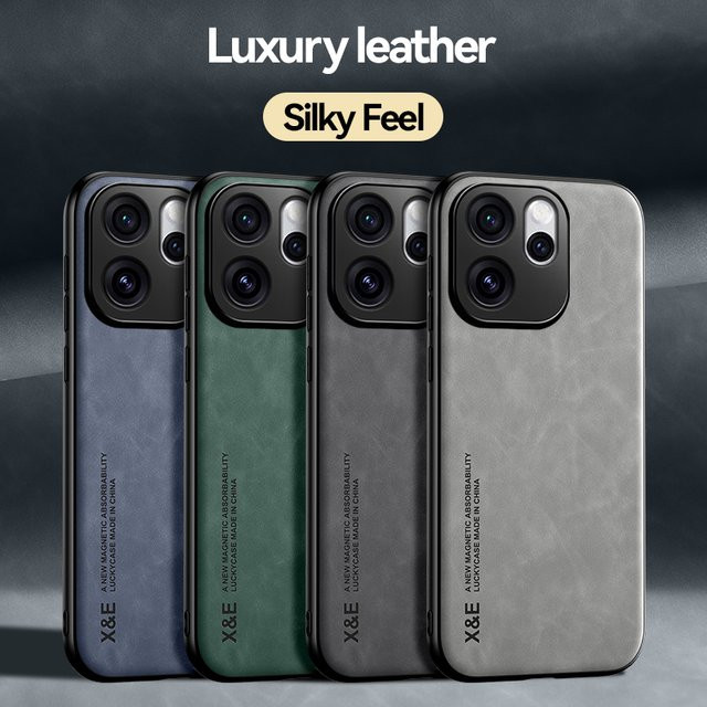 Luxus Leder-Handyhülle für OPPO Reno 12 13 14 15 A3 A5 A60 X8 X9 Pro in Grau - Bild 1