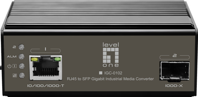 LevelOne IGC-0102 Medienkonverter GigE in Schwarz mit RJ-45 und SFP (mini-GBIC) für Ethernet/LAN - Bild 1