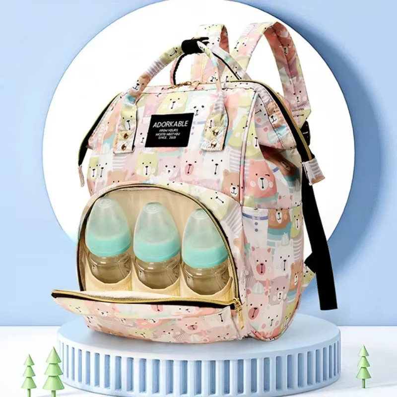 DHDH Baby Windeltasche mit Cartoon-Print, wasserdichte und waschbare Wickeltasche für unterwegs, Mehrfarbig, B: 38 cm, H: 25 cm - Bild 2