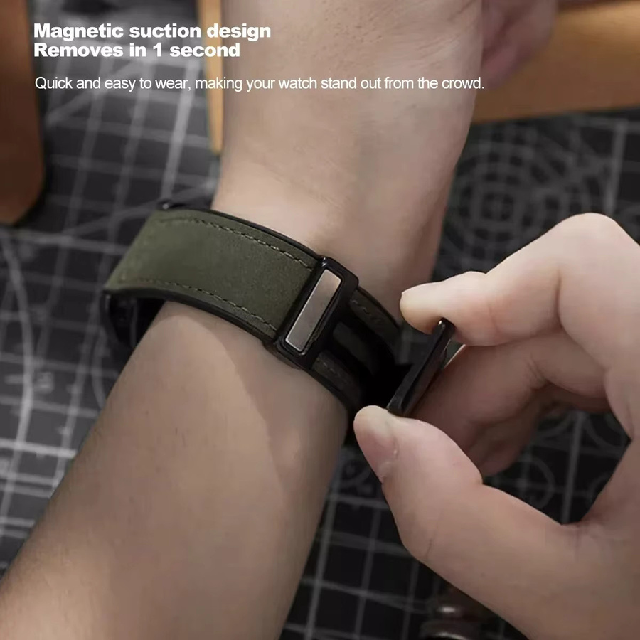 Jansin Uhrenarmband Leder, Silikon, Schwarz, 22 mm, Unisex - Bild 2