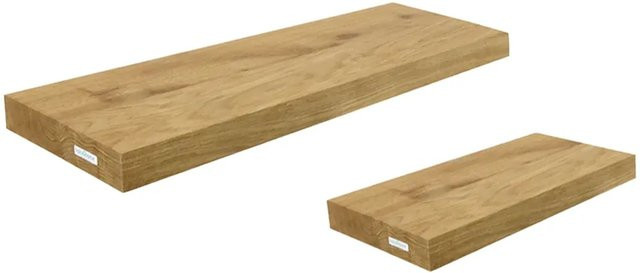 DELUKE 2er Set HYDI Wandregal aus Massivholz Eiche Braun, Schwebendes Bücherregal Hängeregal, B/T/H: 40 x 220 x 40 cm - Bild 1