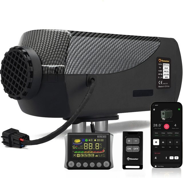 Sunster Standheizung SH W8 mit App, Bluetooth und WiFi Steuerung, 8KW, 12V/24V, 5500W Heizleistung für LKW, Wohnmobil, Camper und Boot - Bild 1
