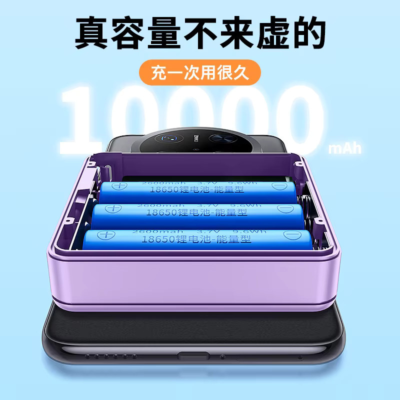 Jiansu DIY Power Bank Gehäuse für 3x 18650 Batterien mit Schnellladefunktion und Ladekabel in Weiß oder Lila - Bild 3