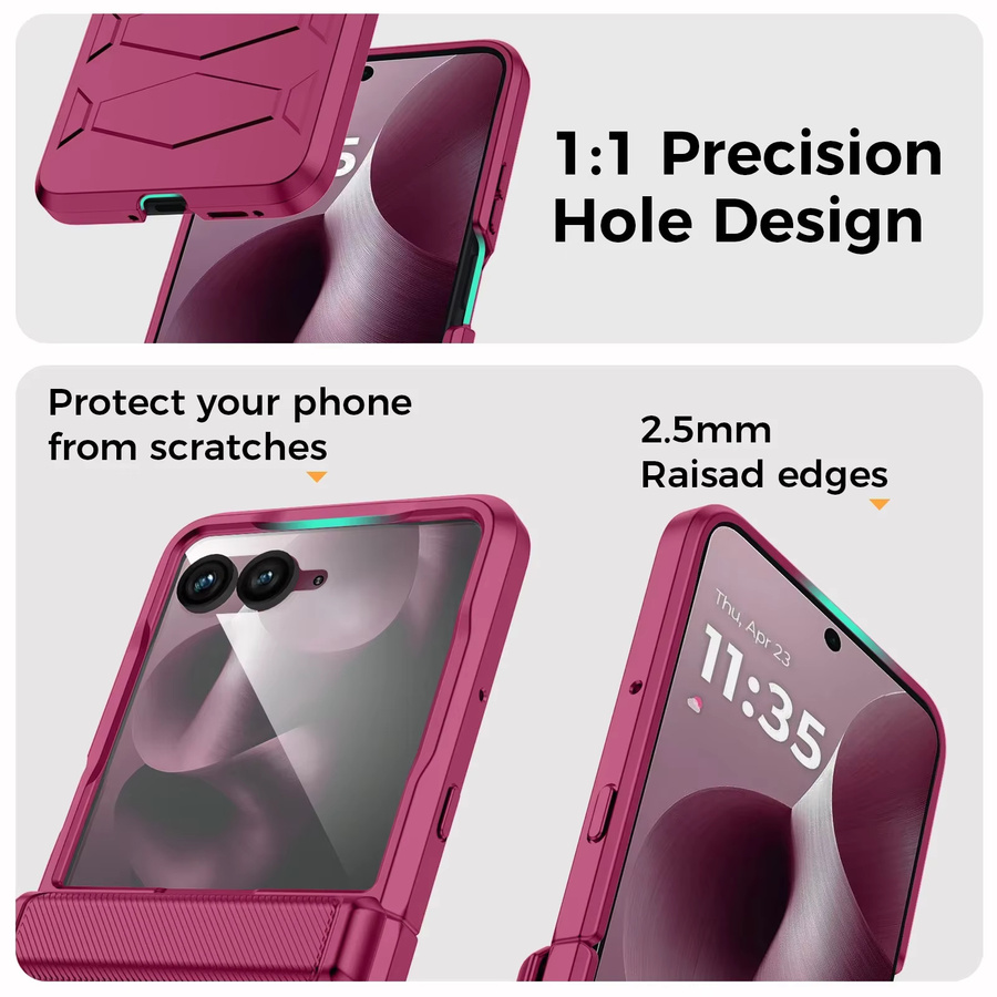 Motorola Razr Handyhülle mit Scharnierschutz und rutschfester Textur in Rosenrot - Bild 2