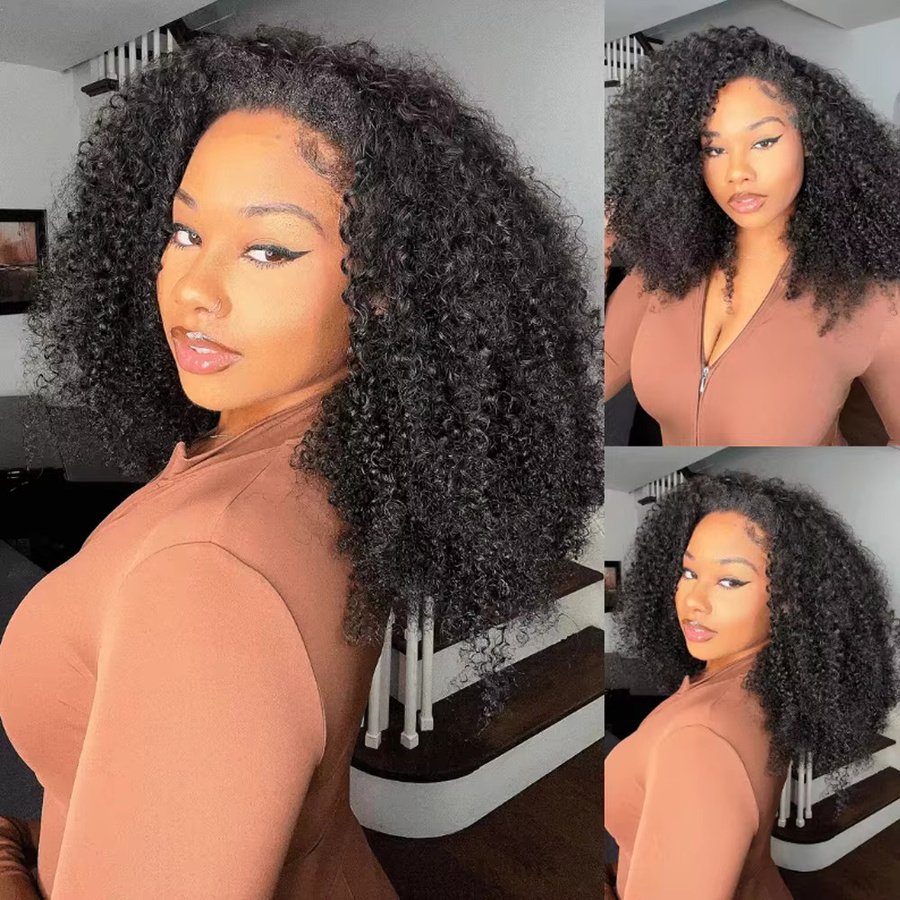 eddfine Halbperücke aus Echthaar, Kinky Curly, Unisex - Bild 2