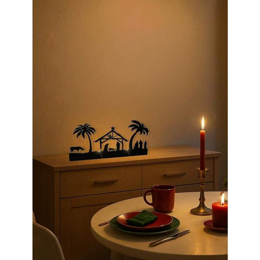 CIFBUY Metall-Kerzenhalter-Set in Schwarz für die Weihnachtskrippe im rustikalen Design - Bild 2