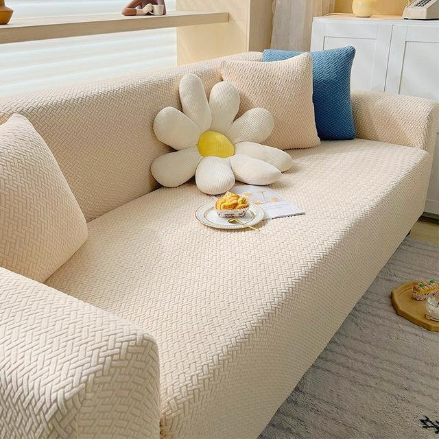 Yiran Furniture Elastischer Sofabezug aus Baumwolle und Polyester in Beige für 1-Sitzer, Breite: 90-140 cm - Bild 1