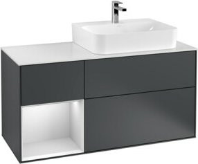 Villeroy & Boch Finion Waschtischunterschrank mit Abdeckplatte und Regal links, Breite: 120 cm, Tiefe: 50,1 cm, Höhe: 50,1 cm - Bild 1