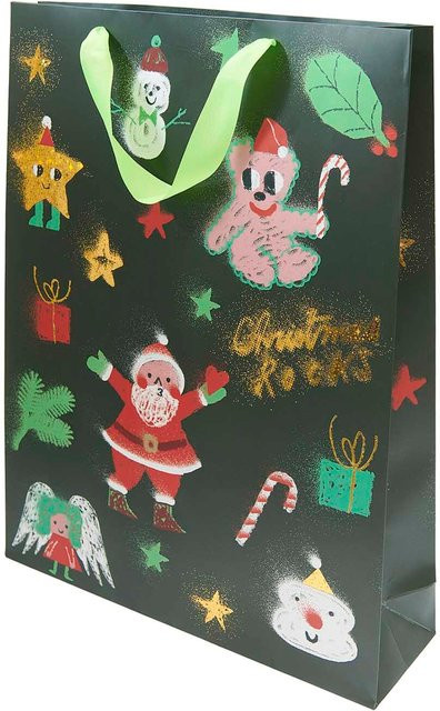 Rico Design Paper Poetry Geschenktüte Christmas Rocks in Schwarz, B: 33 cm, H: 45 cm, T: 10 cm - Bild 1