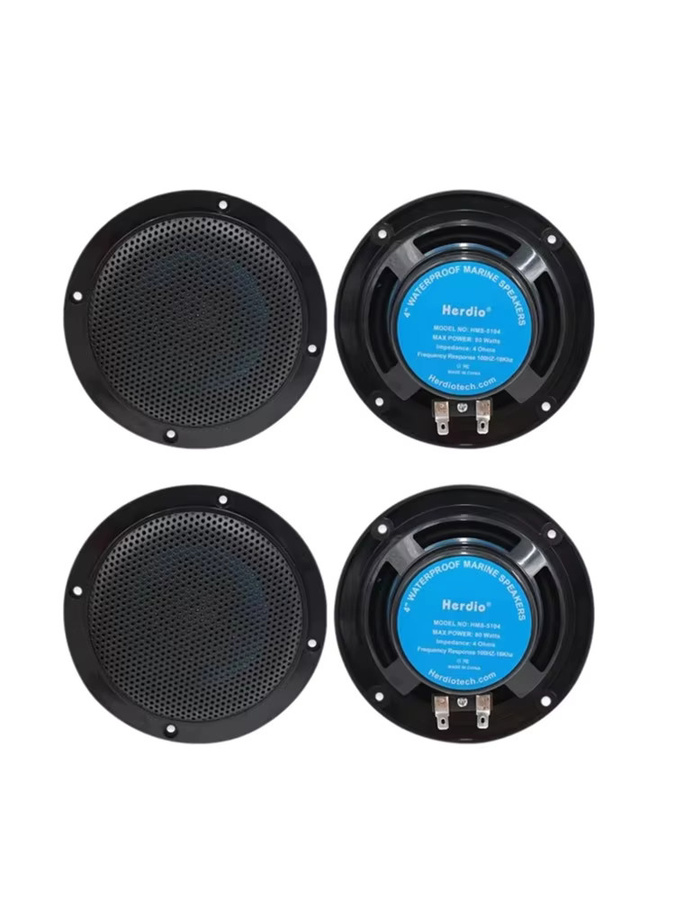 Herdio Bluetooth Marine Boot Deckenlautsprecher Set, 4 Stück, 320W, Wasserdicht, Schwarz - Bild 6