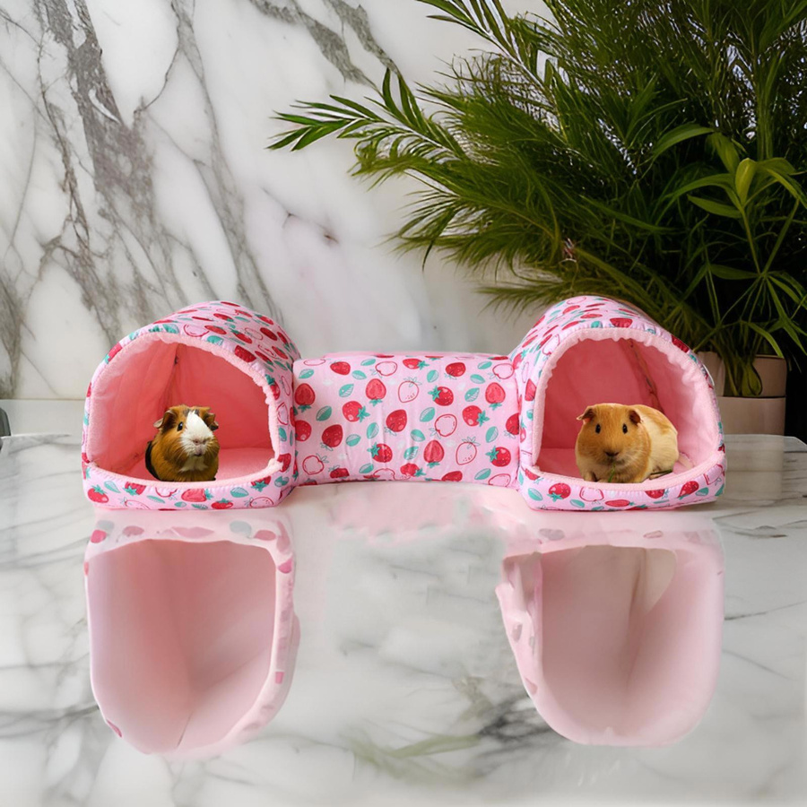 Weiches Kleintierbett mit Fruchtdruck als Höhle und Versteck für Hamster, Kaninchen oder Mäuse aus Polyester - Bild 2