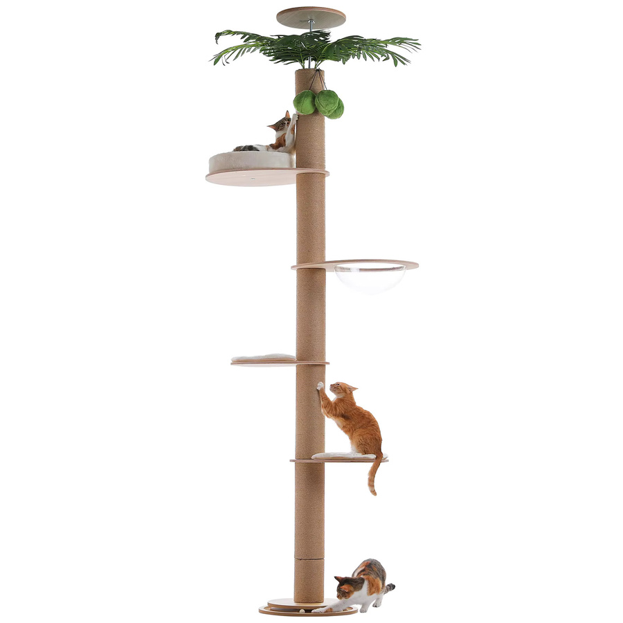 PAWZ Road Höhenverstellbarer Katzenbaum in Beige mit Acryl-Schalenbett, Sisal-Kratzflächen und integriertem Kugelbahn-Spielzeug - Bild 3