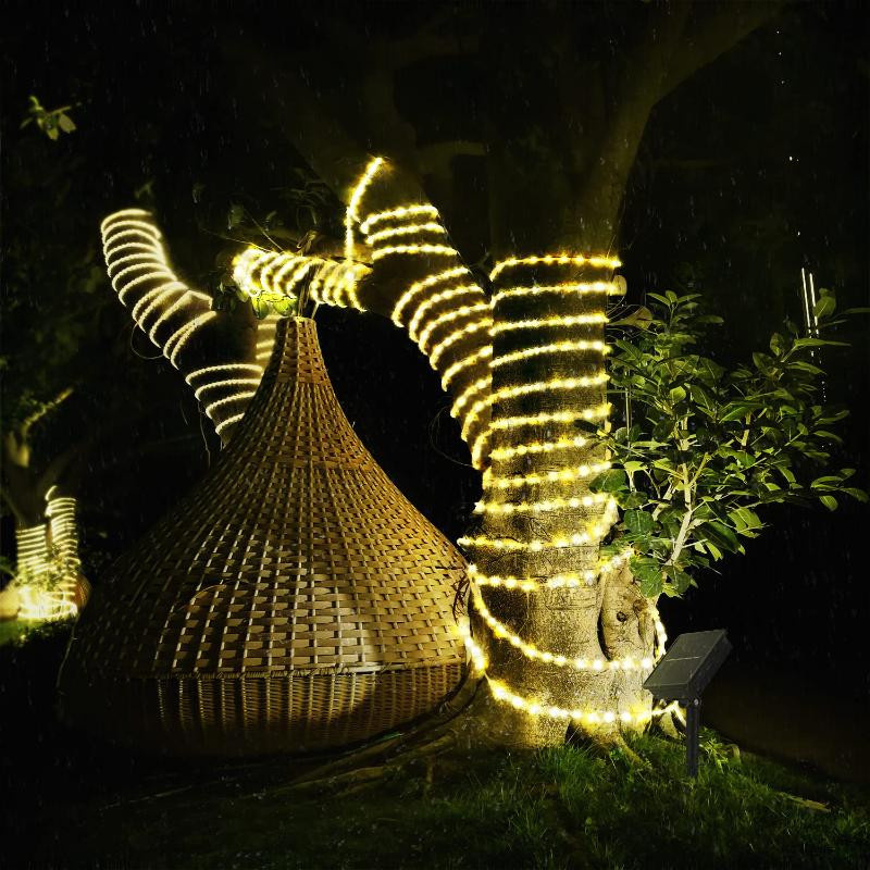 AlliLit Solar-LED-Außenrohr-Lichterkette mit 50 LEDs in Bunt, 7m Kabellänge, wetterfest IP65 für Garten, Balkon und Landschaftsbeleuchtung - Bild 5