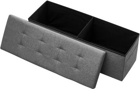VEVOR Faltbare Ottomane mit Stauraum und Seitentaschen, Gepolsterter Sitzhocker aus Leinen, Grau, B/T/H: 38 x 38 x 38 cm - Bild 1