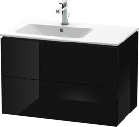 Duravit Waschtischunterschrank L-Cube in Schwarz Hochglanz mit 2 Schubladen und Beckenanschluss links, B/T/H: 82 x 48,1 x 55 cm - Bild 1