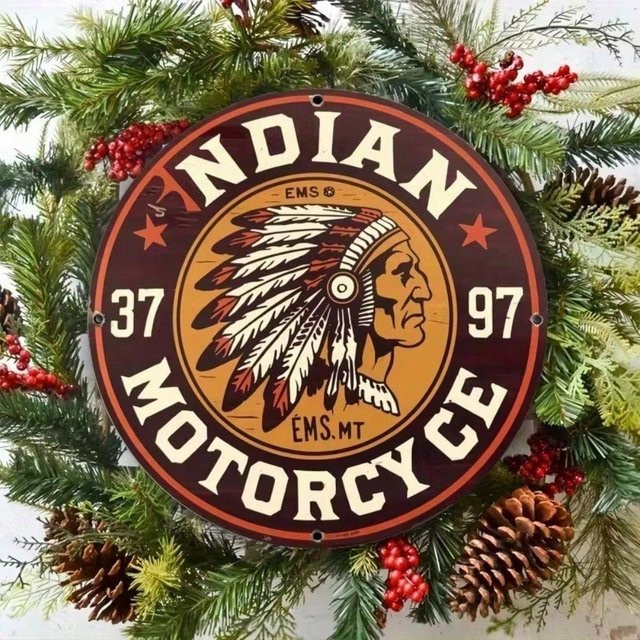 CIFBUY Vintage Motorrad Metallschild Rund, Wetterfestes Retro Wandkunstwerk für Garage und Männerhöhle, Durchmesser: 30,48 cm, Mehrfarbig - Bild 1