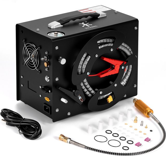 TUXING TXES062 PCP Luftkompressor 4500Psi 300Bar Elektrische Hochdruckpumpe mit Auto-Stopp-Funktion in Schwarz für Luftgewehr und Tauchen - Bild 1