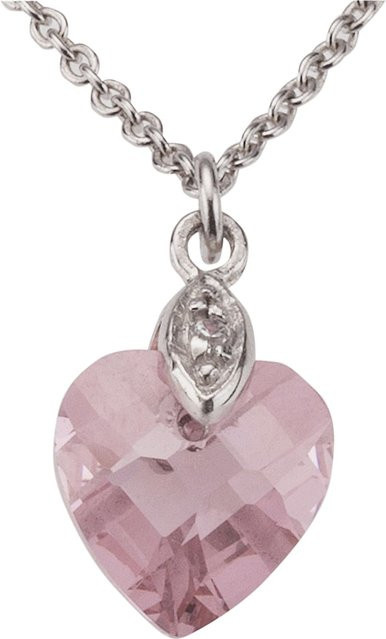 Zeeme Anhänger mit Kette, 925 Silber, Zirkonia, pink, Kinder - Bild 1