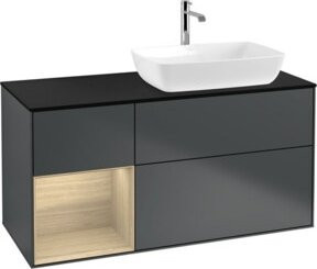 V&B Waschtischunterschrank Finion mit Wandbeleuchtung, Breite: 120 cm, Tiefe: 50,1 cm, Höhe: 50,1 cm, lackiert, matt blau - Bild 1