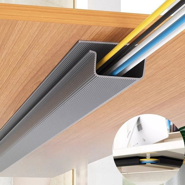 Selbstklebendes Kabelmanagementfach aus PVC in Braun zur kabellosen Organisation unter dem Schreibtisch ohne Bohren - Bild 1