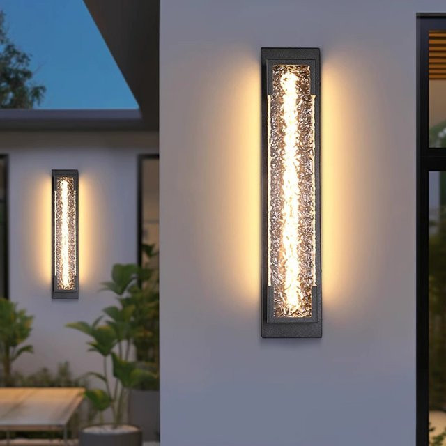 Feiyunlux Moderne Außenwandleuchte aus Edelstahl in Silber und Weiß mit Up-Down-Beleuchtung für Garten und Veranda - Bild 1