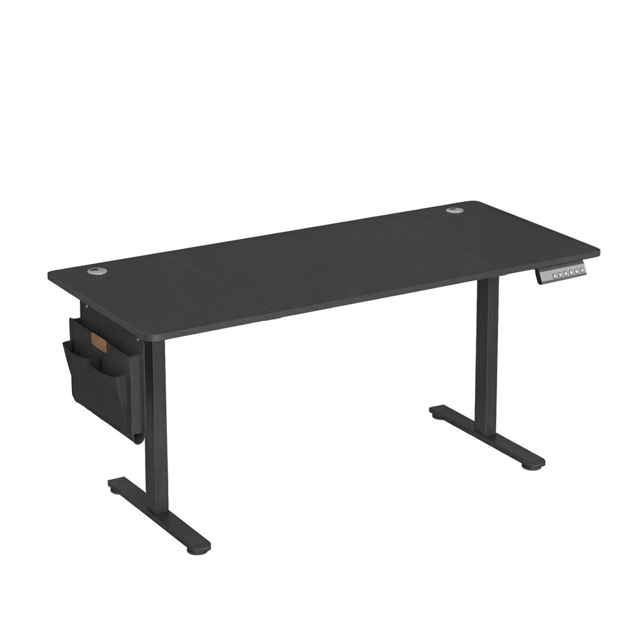 Songmics Elektrisch Höhenverstellbarer Schreibtisch in Schwarz mit Kabeldurchlass und Stahlgestell B: 120 cm, T: 70 cm, H: 70 cm - Bild 2