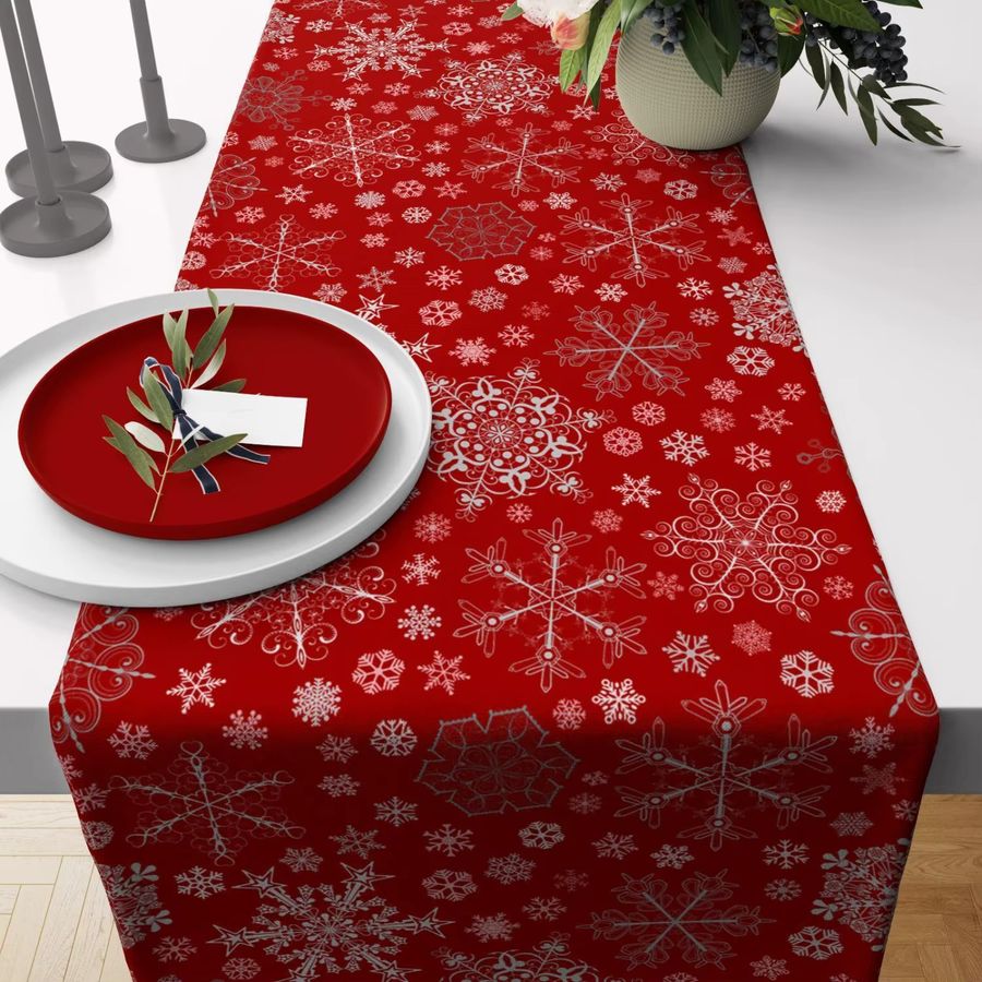 Plaid Snowflake Tischläufer in Rot und Grün für deine Weihnachtsdekoration - Bild 2