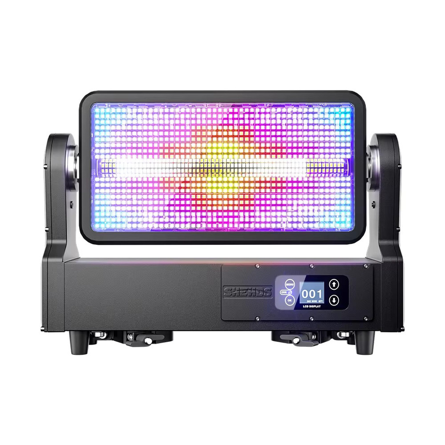 SHEHDS RGB LED Moving Head Wash Licht mit Stroboskopfunktion, IP65 wasserdicht, 1000W, Schwarz - Bild 2