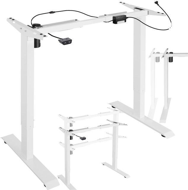 tectake Tischgestell elektrisch höhenverstellbar und breitenverstellbar Weiß B/T/H: 85 - 129 x 65 x 71 - 121 cm - Bild 1